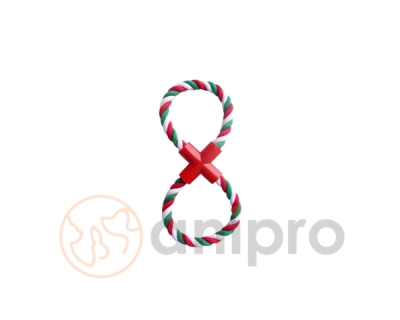 anipro Играчка въже осмица бяло/зелено/червено 28 см, 110-120 г