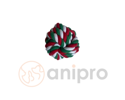 anipro Играчка въже топка бяло/зелено/червено 8 см, 100-110 г