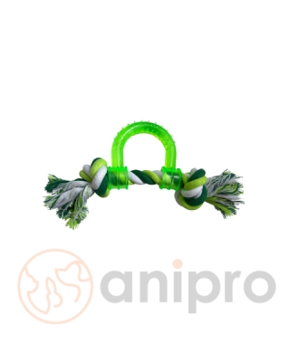 anipro Играчка въже с PVC бяло/зелено 30 см, 150-160 г