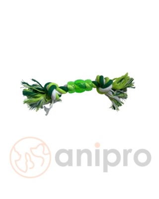 anipro Играчка въже с PVC възел бяло/зелено 30 см, 140-150 г