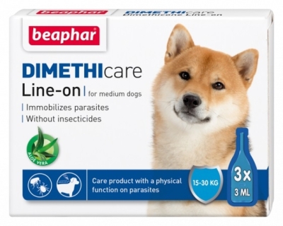 Противопаразитни пипети за кучета от средни породи до 30 кг Dimethicare Line-on Beaphar, с Димeтикон, 3 бр