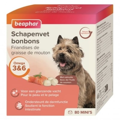 Beaphar Mutton Mini Treat Salmon, бонбони с овнешка мас и сьомга, за дребни породи, 245гр