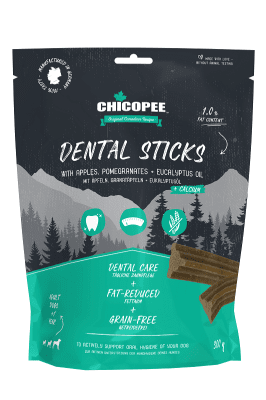 Chicopee Dental Sticks дентални пръчици с ябълки, нар и масло от евкалипт, 300 г