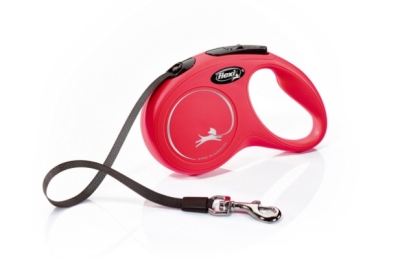 Автоматичен повод Flexi Classic Long Small – 8м въже, до 12 кг - цвят червен