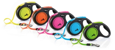 flexi Classic Neon S - 5м лента, син, до 15кг - светлоотразителен