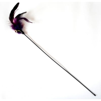 Играчка коте въдица с естествени пера - 50см