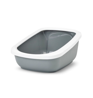 Savic Aseo Jumbo - котешка тоалетна с висок гръб, бяло/сиво 67,5x48,5x28см