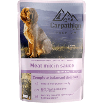 Carpathian Pet Food, Пауч за кучета, месен микс, 100гр