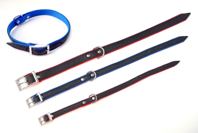 Нашийник кожа и лента, 2.5/60см, черно/червено