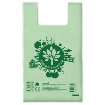 SmartPack Еко торбичка тип Потник, 350x400 мм, 1500 бр зелени