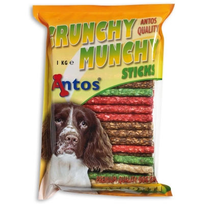 Antos Crunchy Munchy Sticks - Лакомство за домашни любимци - солети микс 10мм, 1 кг-100 бр