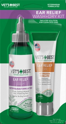 Vet`s Best Ear Relief Kit комплект за почистване на уши куче, 236 мл