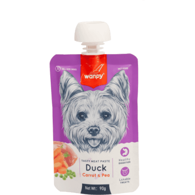Wanpy Tasty Dog - месна паста патица, морков и грах, 90 г