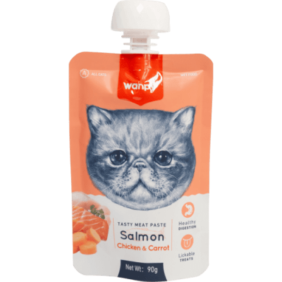 Wanpy Tasty Cat - месна паста сьомга, пиле и морков , 90 г