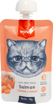 Wanpy Tasty Cat - месна паста сьомга, пиле и морков , 90 г
