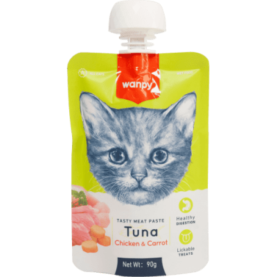 Wanpy Tasty Cat - месна паста риба тон, пиле и морков , 90 г