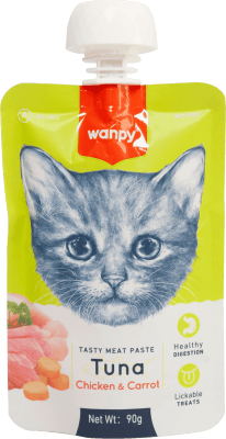 Wanpy Tasty Cat - месна паста риба тон, пиле и морков , 90 г