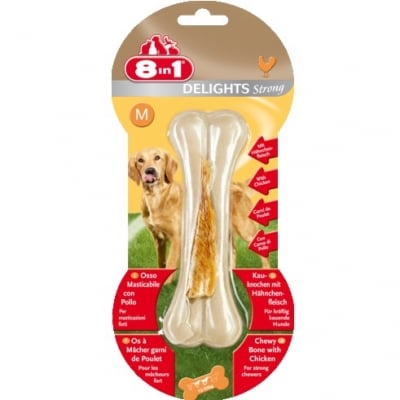 Лаконство за куче 8in1 -  Екстра твърди кокали с пилешко месо – за дълготрайно дъвчащо забавление - три размера