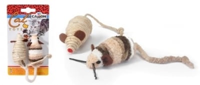 Играчка за коте - Мишки. От две различни материи. Едната е от сезал а другата от плат. 7 см.