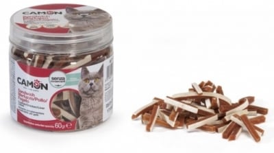 Лакомство за котка изтънчен сандвич от треска, пиле, черен дроб, с таурин - 60гр