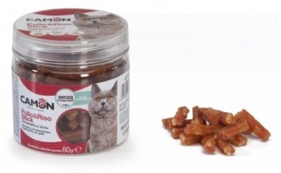 Лакомство за котка мини оризови пръчици с пилешко месо и таурин. 60гр