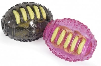 Играчка за куче Овална топка в TPR с въже 9/6 sm