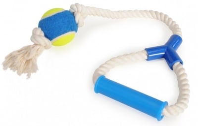 Играчка за куче топка с въже 60см