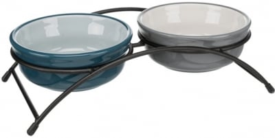 Trixie, Керамични купи на стойка, 2 × 0,25 l/ø 13 cm/27 × 8 × 13 cm