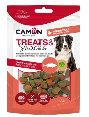 Допълваща храна за кучета сърца от сьомга със спанак. 