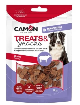 Допълваща храна за кучета над 6 месечна възраст, от всички породи с телешко месо на кубчета, 80 гр.