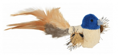 Играчка за коте - плюшено пиле с пера - 8 см.