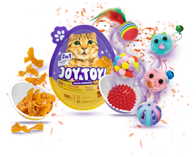 Подаръчно яйце за коте с играчка и вкусно лакомство