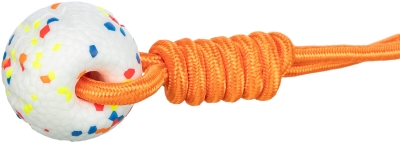 Играчка цветна топка с въже ø 7,5 × 40 см