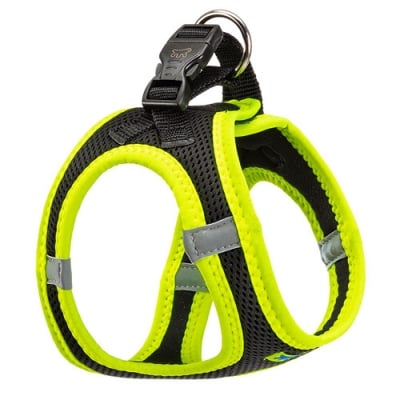 KAORI P XS HARNESS BLACK/YELL- Регулируем нагръдник за малки породи кучета със светлоотразителни нишки - зелен