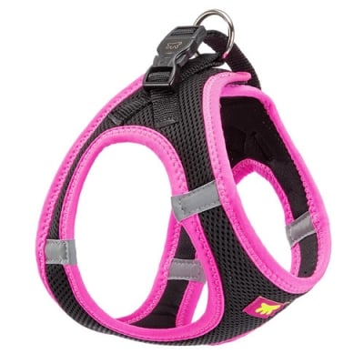 KAORI P M HARNESS BLACK/PINK - Нагръдник за кучета със светлоотразителни нишки - розов