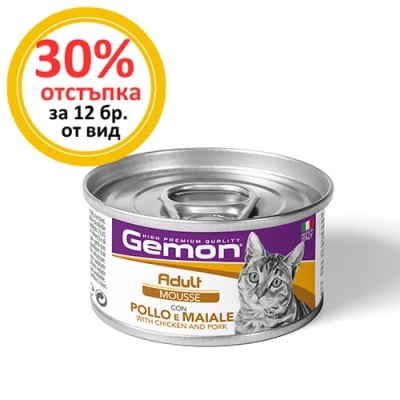 1022 МУС GEMON ADULT CAT 85g Chicken&PORK - за  котки  в  зряла възраст с пиле и свинско