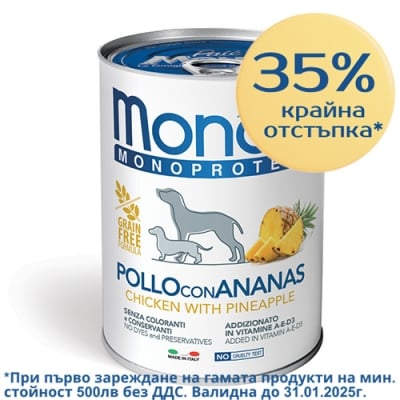 4311 MONO CAN DOG FRUIT  Консерва  CHICKEN&PINEAPPLE 400G  - ПАСТЕТ с ПИЛЕШКОи
