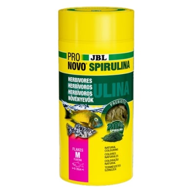 JBL PRONOVO SPIRULINA FLAKES M 1000ml - Основна пребиотична храна на люспи - спирулина, за аквариумни рибки с размер 8 – 20 см