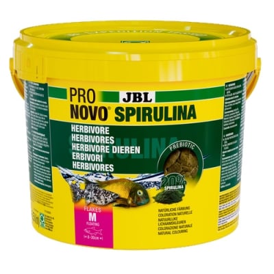 JBL PRONOVO SPIRULINA FLAKES M 5,5 L - Основна пребиотична храна на люспи - спирулина, за аквариумни рибки с размер 8 – 20 см
