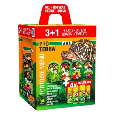 JBL PROTERRA TORTOISE MENU 250ml 3+1  - Комплект от 4 храни за сухоземни костeнурки - Florsil, Fructil, Vegabil, Hebil.