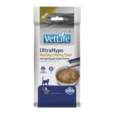 TREAT VET LIFE CAT ULTRAHYPO CREAMY HYDROLYSED SALMON PROTEIN - Кремообразно лакомство с хидролизиран протеин от сьомга за котки над 1 година, 60 гр.