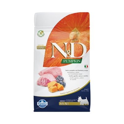 N&D ADULT MINI PUMPKIN  800G куче,тиква с агнешко и боровинки
