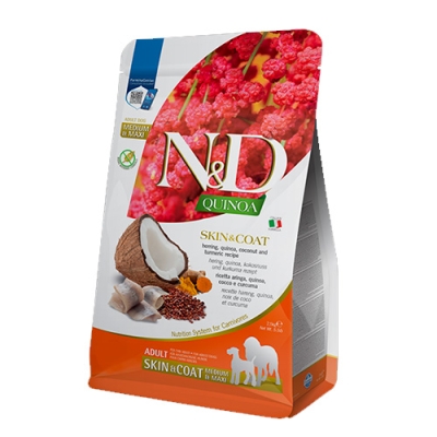 N&D DOG QUINOA SKIN&COAT MED/MAXI ХЕРИНГА 2,5 KG  с  херинга
