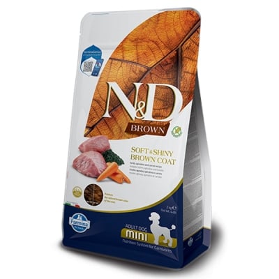 N&D BROWN DOG SPIRULINA MINI AD 5kg- кафяво куче ,с агне и моркови