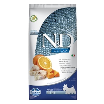 N&D OCEAN  ADULT MINI  PUMPKIN  7 KG куче,тиква с риба треска  и портокал