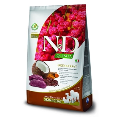 N&D QUINOA DOG SKIN & COAT VENISON, COC. AD MED & MAXI 7 KG   С ЕЛЕНОВО  МЕСО