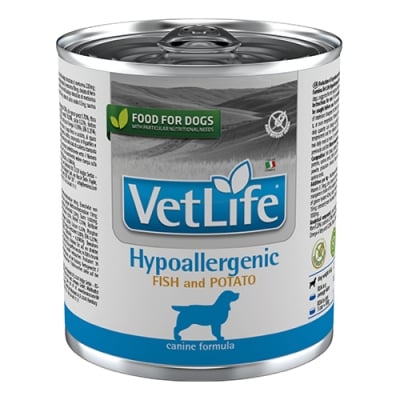 VLN DIET DOG HYPOALLERGENIC FISH & POTATO - Диетична храна за кучета, склонни към алергии - месни хапки, консерва, 300 гр.
