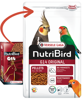 NUTRI BIRD G14  ORIGINAL - Пълноценна екструдирана храна за ежедневно хранене за средни папагали, 1 кг..