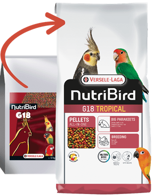 NUTRI BIRD  G18 TROPICAL - Пълноценна екструдирана храна за развъждане на големи папагали, 10 кг.