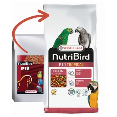 NUTRIBIRD P19 TROPICAL - Пълноценна екструдирана храна за големи папагали при развъждане, 10 кг.